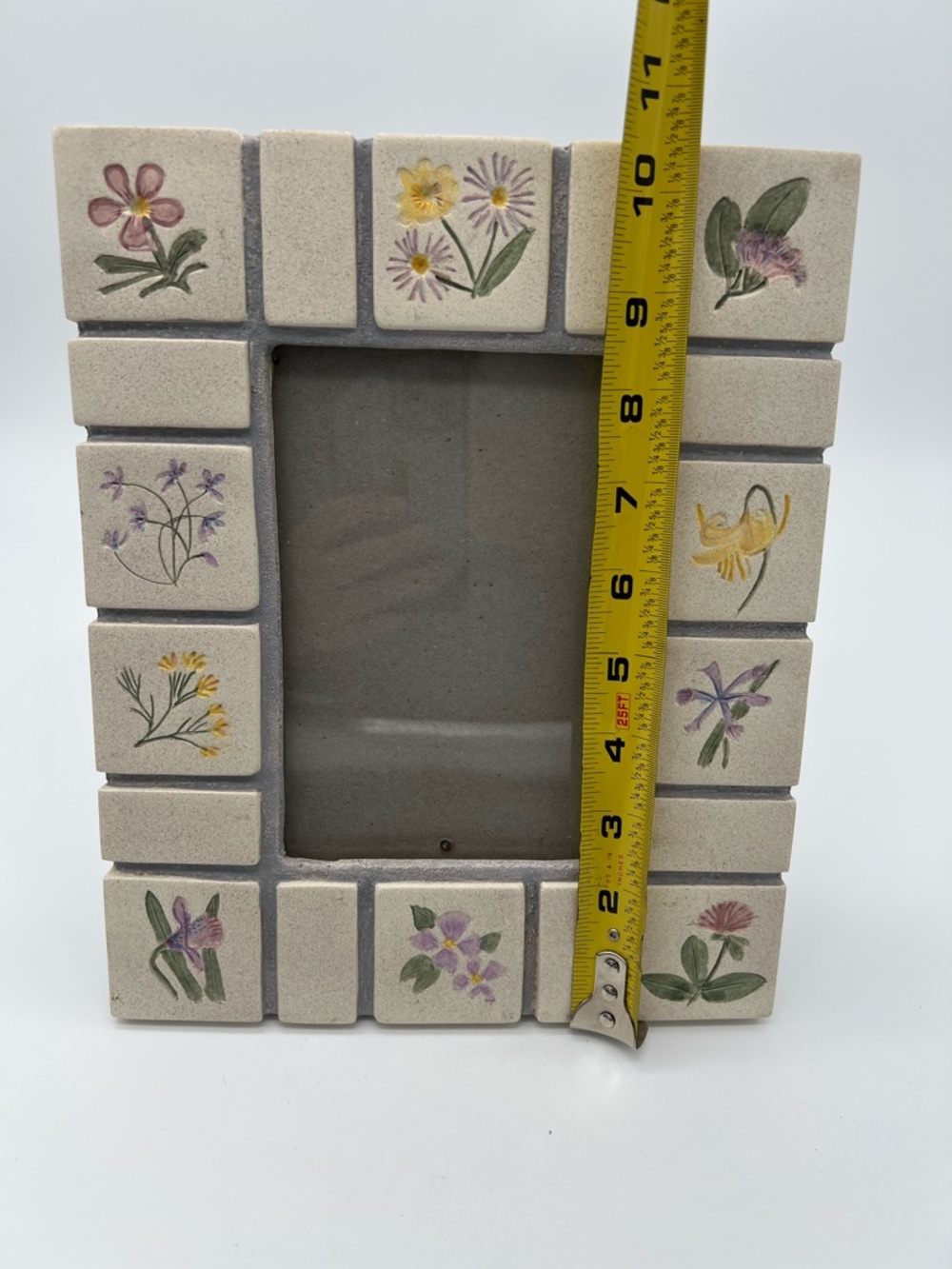 Vintage Malden Hand-Painted Floral Garden Tile 4x6 Photo Frame 1996 - Picture 11 of 11